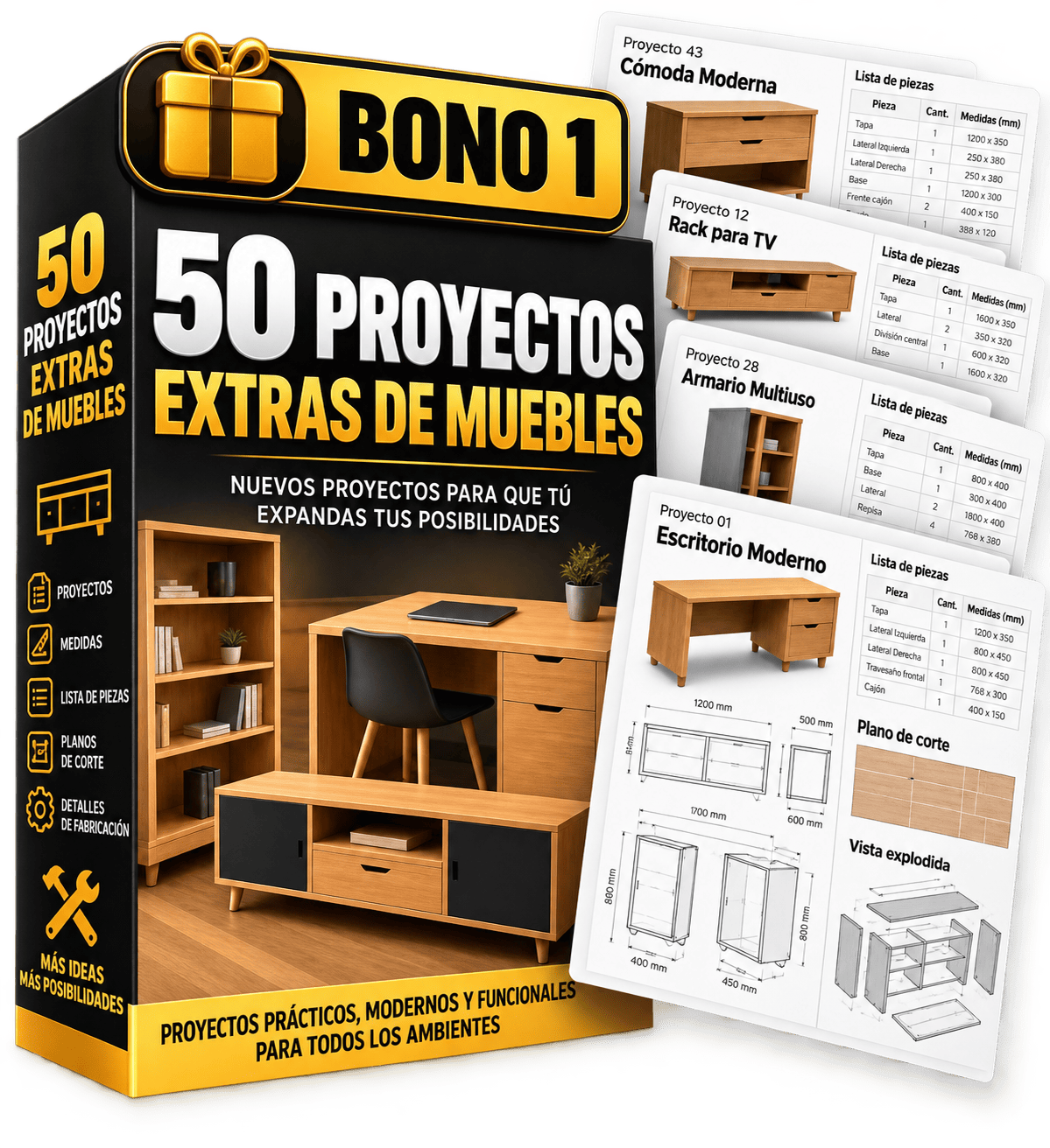Presentación del Bono 1: 50 proyectos extra de muebles 